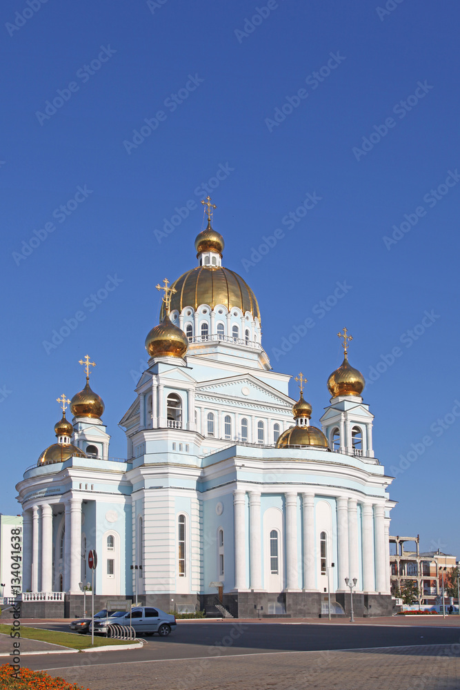 View at the cathedral of St Warrior Admiral Feodor Ushakov in Saransk, Mordovia. Russian Federation
