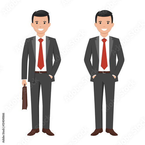 Vector illustration of a young cartoon style smiling businessman