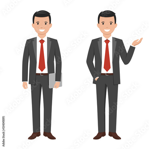Vector illustration of a young cartoon style smiling businessman
