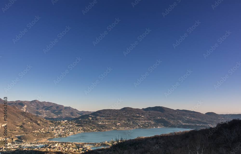 Annone Lake near Como and Lecco view from a hill