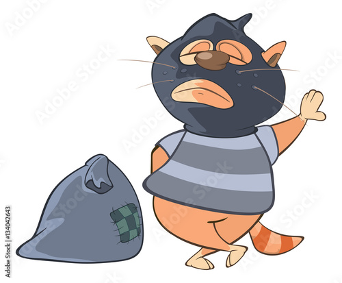  Illustration of a Cute Cat Gangster. Cartoon Character