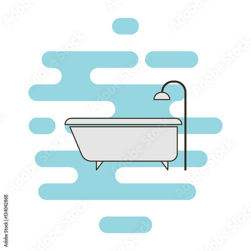 Bath and shower color thin line icon. Cloud background