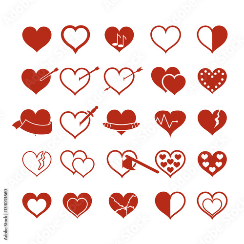 Hearts icon set. Vector.