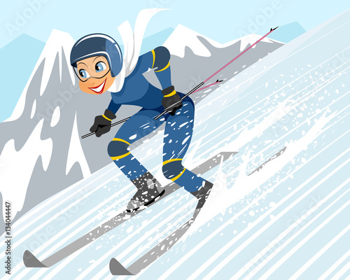 Girl riding by ski