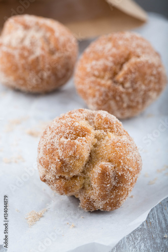 Donut holes  rolled in cinnamon sugar 