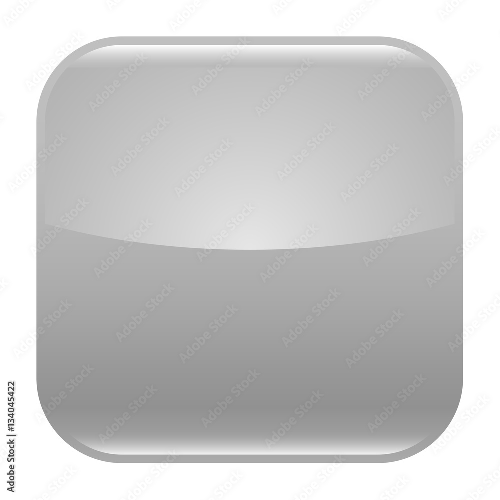Gray glossy button blank icon square empty shape Stock Vector