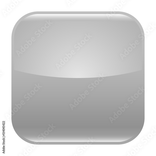 Gray glossy button blank icon square empty shape