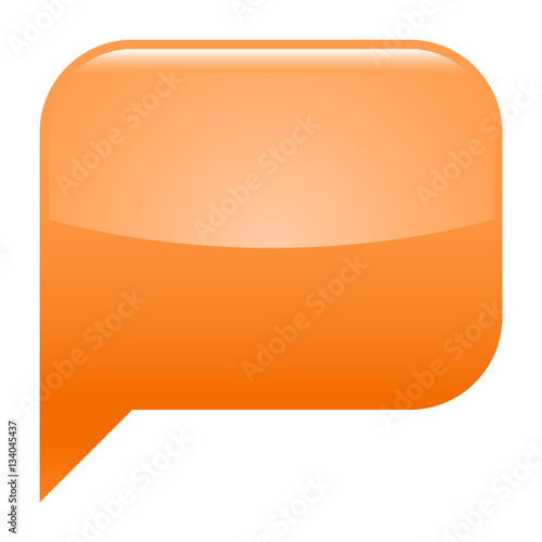 Orange glossy speech bubble blank location icon square empty sha