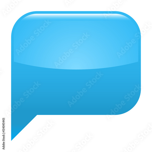 Blue glossy speech bubble blank location icon square empty shape