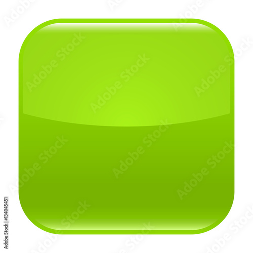 Green glossy button blank icon square empty shape