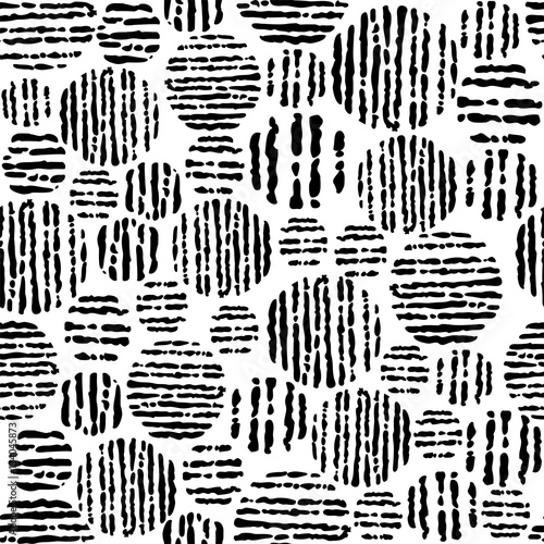 Abstract seamless pattern in black and white colors, vector illustration.