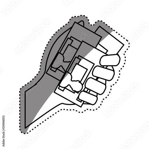 Billets in hand icon vector illustration graphic design