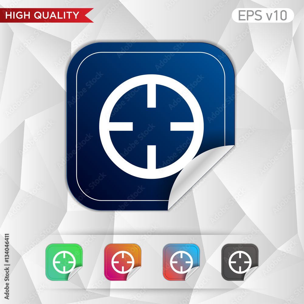 Obraz premium Colored icon or button of target symbol with background