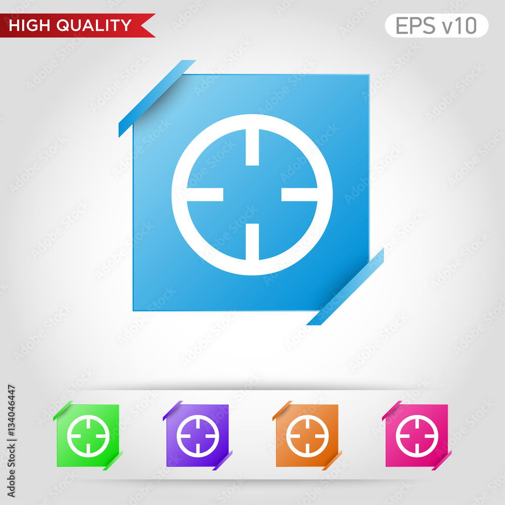 Fototapeta premium Colored icon or button of target symbol with background