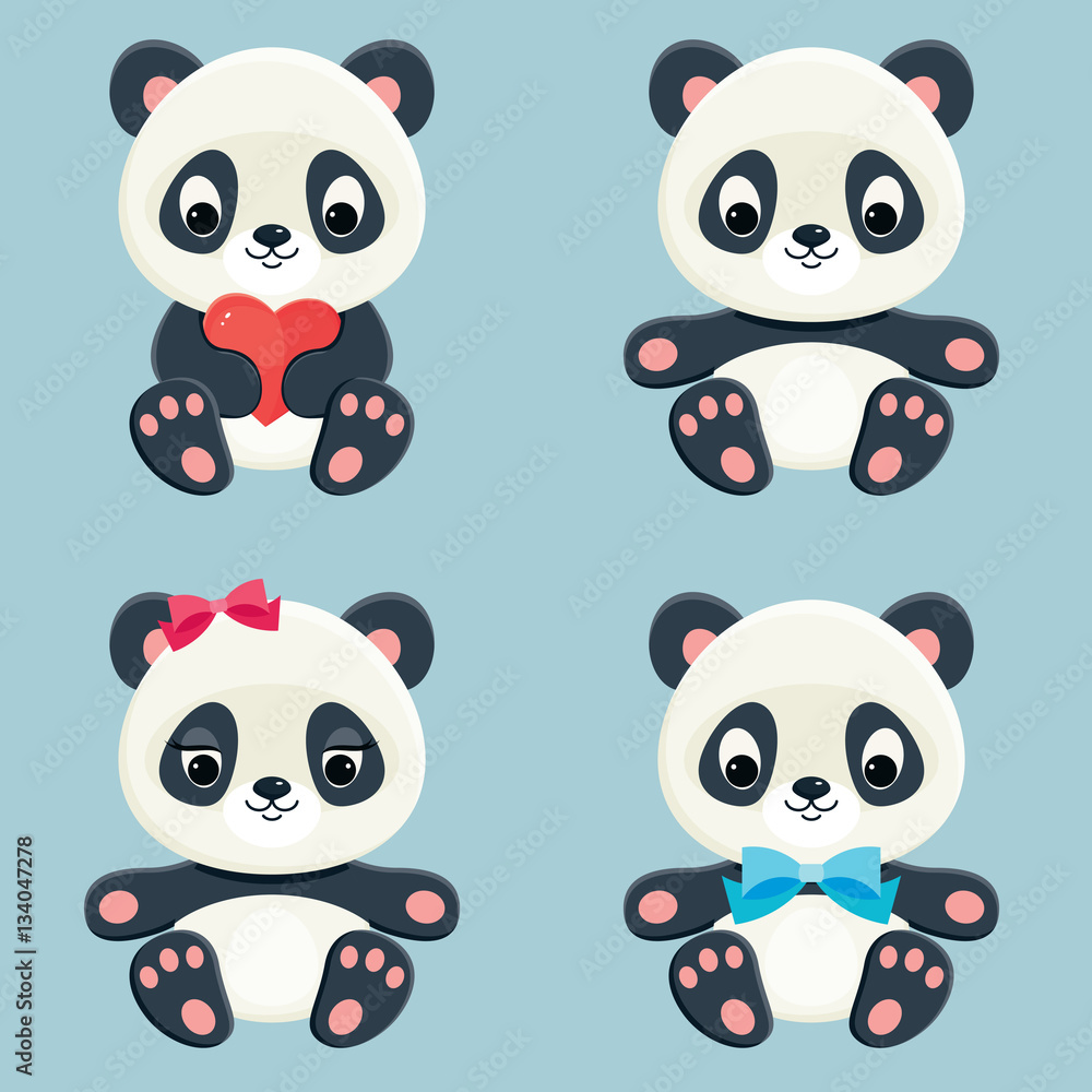 Fototapeta premium Panda characters icons set