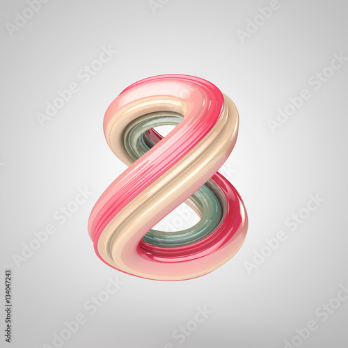 Number 8, 3D rendering colorful and reflective glass
