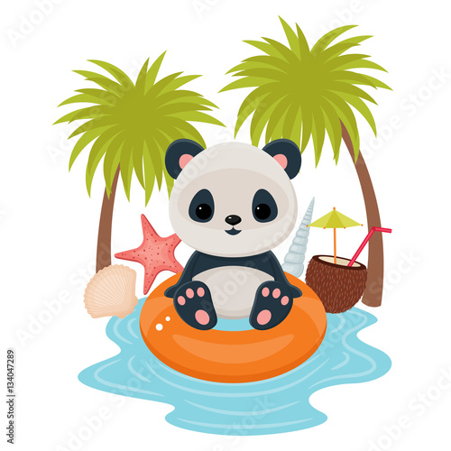 Fototapeta Naklejka Na Ścianę i Meble -  Panda's summer vacations