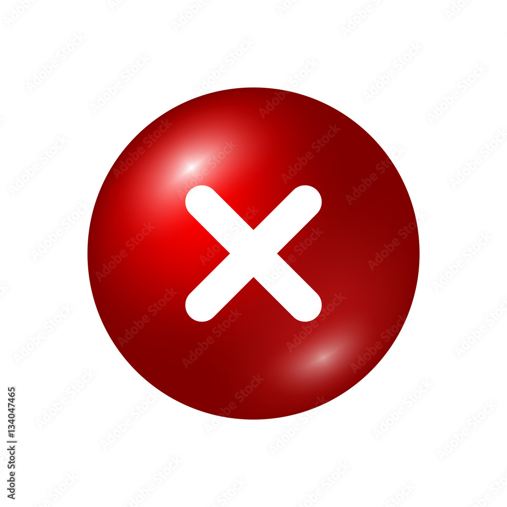 Cross sign element. Red X icon isolated on white background. Mark graphic design. Round volume button for vote, decision, web. Symbol error, check, wrong or stop, failed. Vector illustration Cross sign element. Red X icon isolated on white background. Mark graphic design. Round volume button for vote, decision, web. Symbol error, check, wrong or stop, failed. Vector illustration