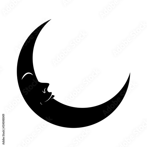 cartoon crescent moon with eyes silhouette vector symbol icon de