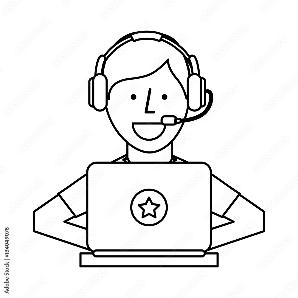person working in laptop call center vector illustration design person working in laptop call center vector illustration design