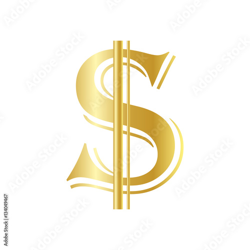 Dollar Prosperity Symbol Logo. Money Gold Icon Sign Design. Vector illustration isolated on white background. 