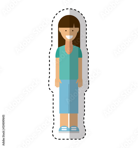 young woman avatar character vector illustration design
