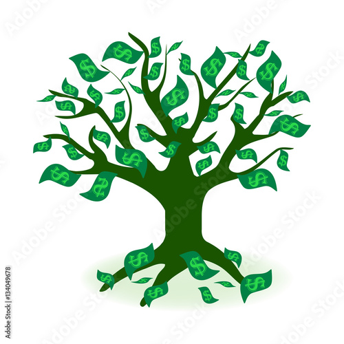Money Tree Prosperity Symbol Logo. Money Tree Icon Symbol Design. Vector illustration isolated on white background. 