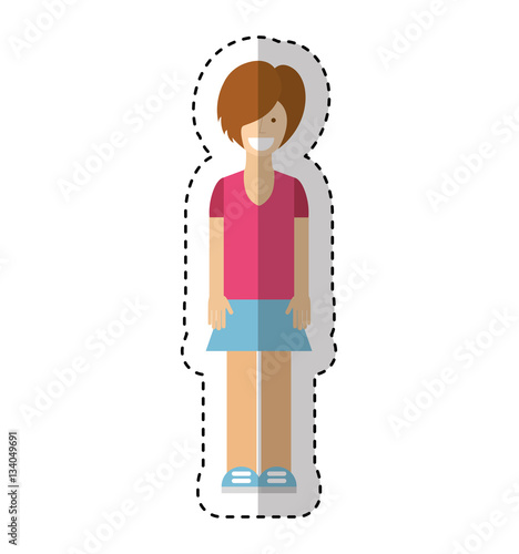 young woman avatar character vector illustration design
