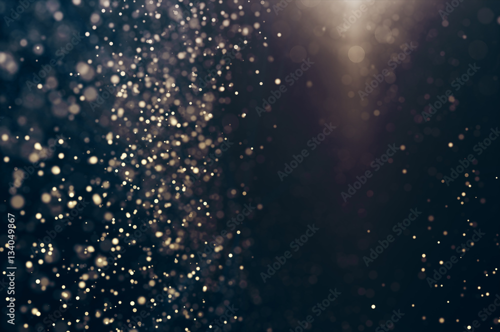 Glitter lights abstract background. Defocused bokeh dark illustration - obrazy, fototapety, plakaty 