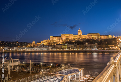 Canvas Print Budapest Burg an der Donau bei Nacht