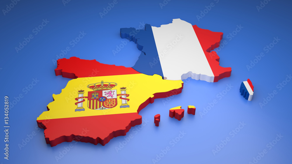 3D Spain and France map 3D Spain and France map