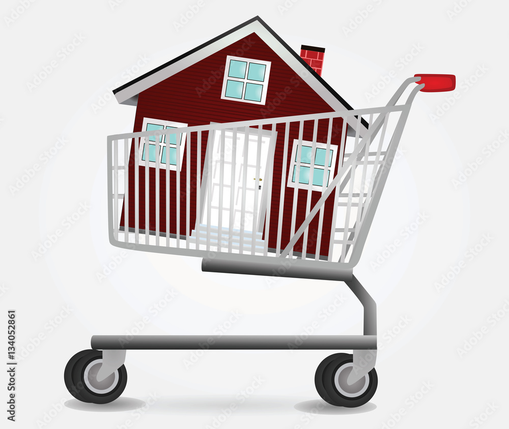 Shopping cart and home vector Shopping cart and home vector