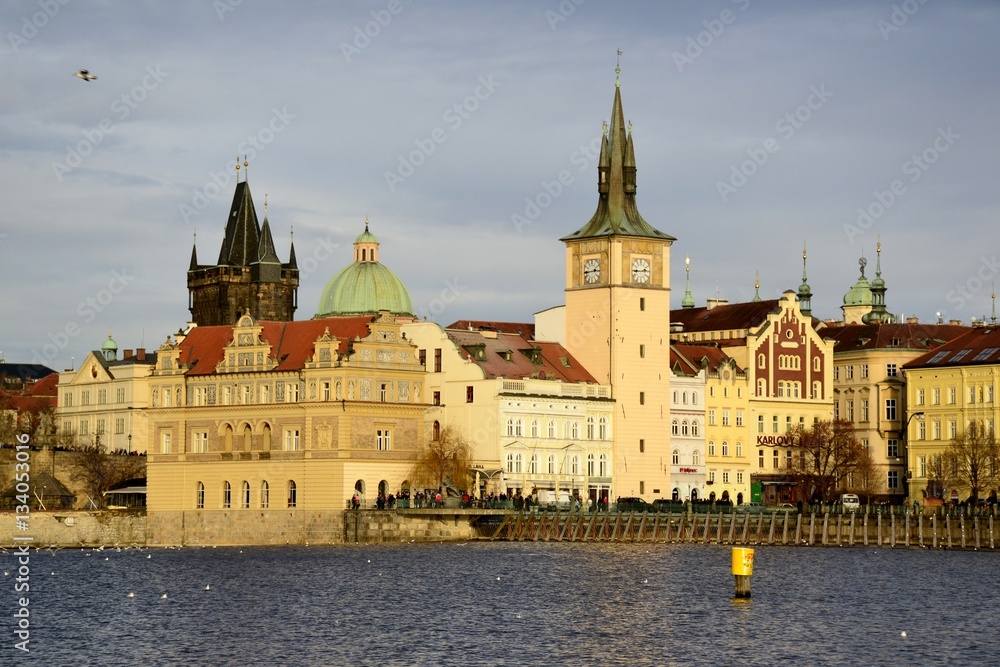 Fototapeta premium Architecture from Prague and cloudy sky