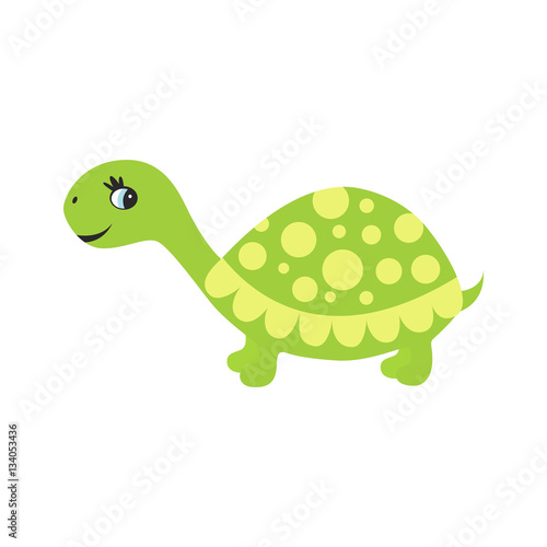 Cute cartoon turtle isolated on white background.