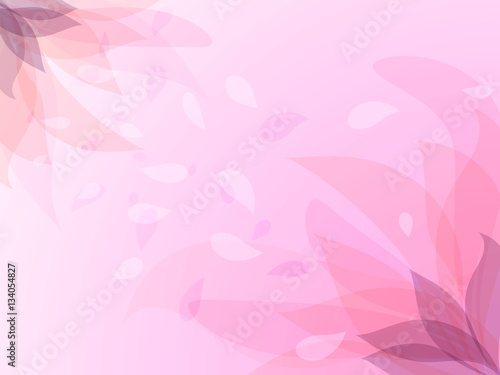 Pink flower petals flying in the wind, vector illustration