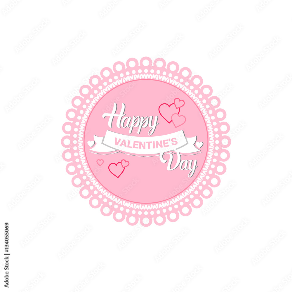 Valentine Day Gift Card Holiday Love Sticker Stamp Flat Vector Illustration Valentine Day Gift Card Holiday Love Sticker Stamp Flat Vector Illustration