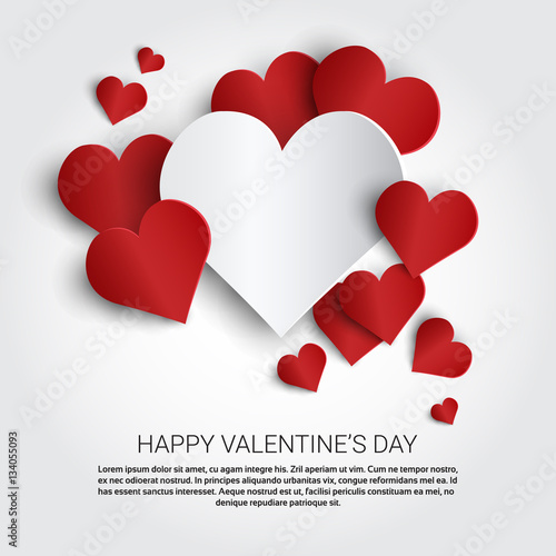 Valentine Day Gift Card Holiday Love Heart Shape Flat Vector Illustration