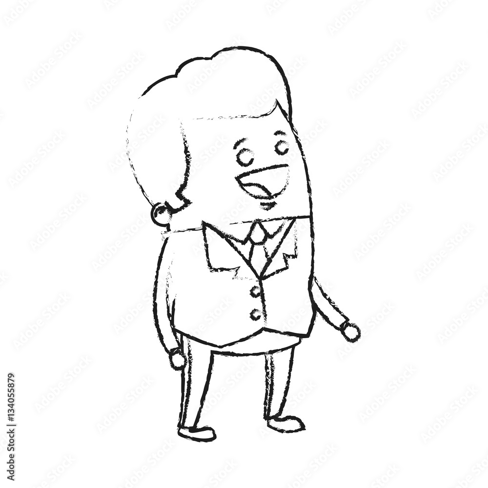 happy businessman cartoon icon over white background. vector illustration