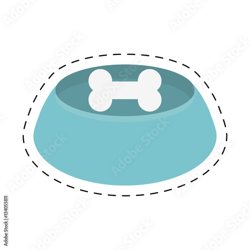 blue bowl bone food dog line dotted vector illustration eps 10