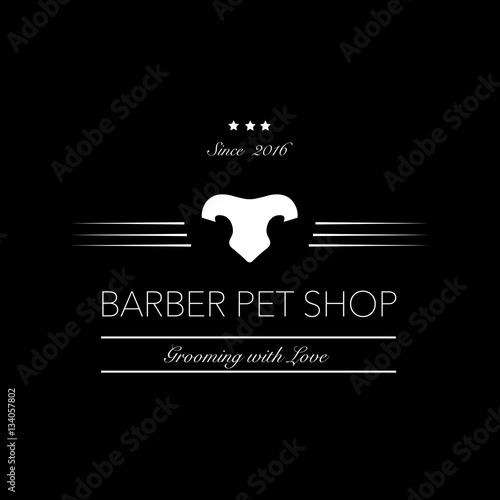 Logo for pet hair salon, pet styling and grooming shop, store for dog and cats. Vector illustration