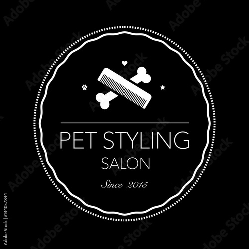 Logo for pet hair salon, styling and grooming shop, store for dogs and cats. Vector illustration