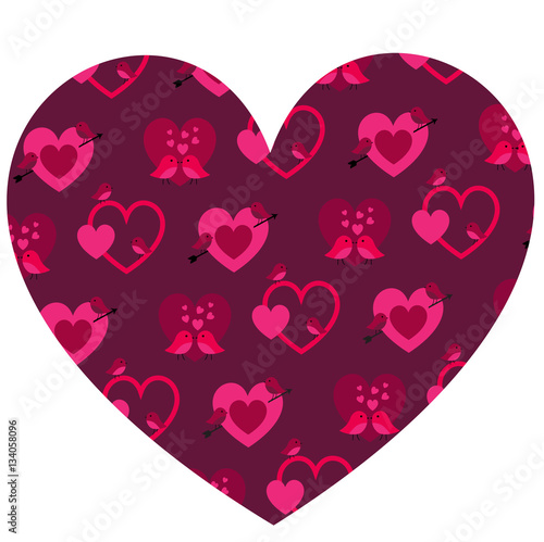 cute bird valentine pattern on heart