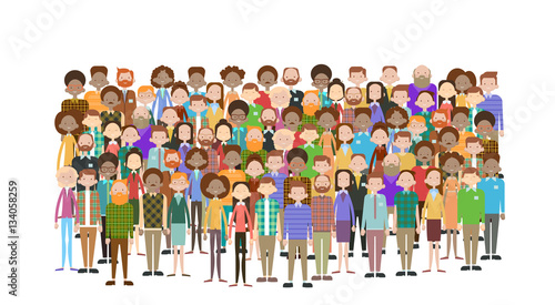 Group of Business People Big Crowd Businesspeople Mix Ethnic Diverse Flat Vector Illustration