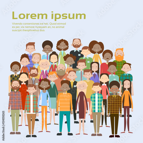 Group of Business People Big Crowd Businesspeople Mix Ethnic Diverse Flat Vector Illustration