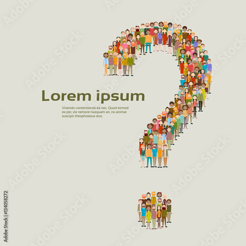 Group of Business People Question Mark Big Crowd Businesspeople Mix Ethnic Diverse Flat Vector Illustration