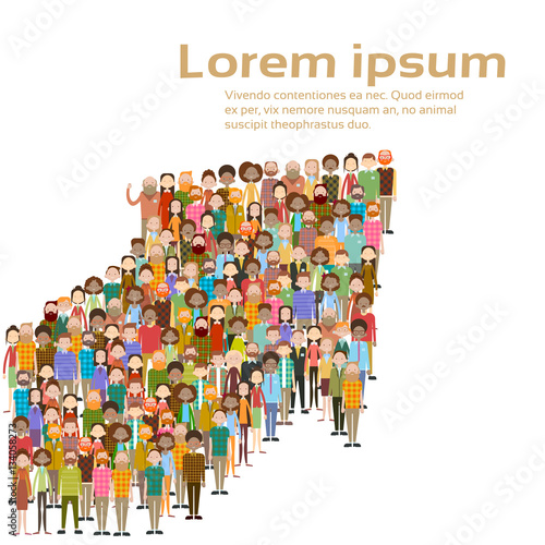 Group of Business People Arrow Big Crowd Businesspeople Mix Ethnic Diverse Flat Vector Illustration