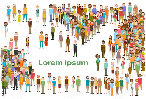Group of Business People Big Crowd Businesspeople Mix Ethnic Diverse Flat Vector Illustration