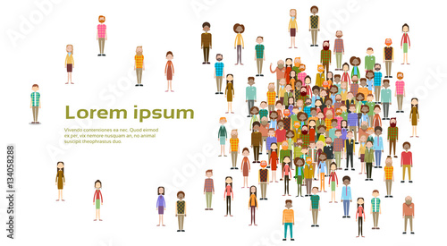 Group of Business People Big Crowd Businesspeople Mix Ethnic Diverse Flat Vector Illustration