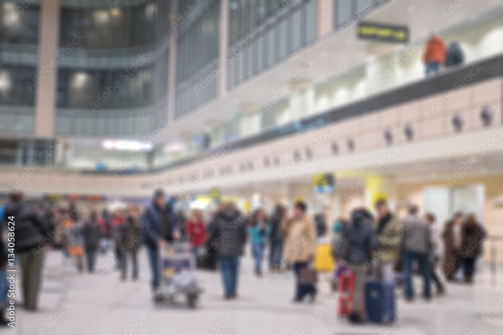 Blurred image bokeh of people walking in the airport. Blurred image bokeh of people walking in the airport.