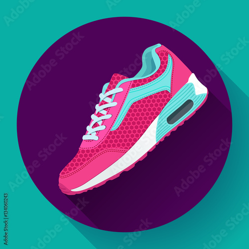 fitness sneakers shoes for training running shoe flat design with long shadow
